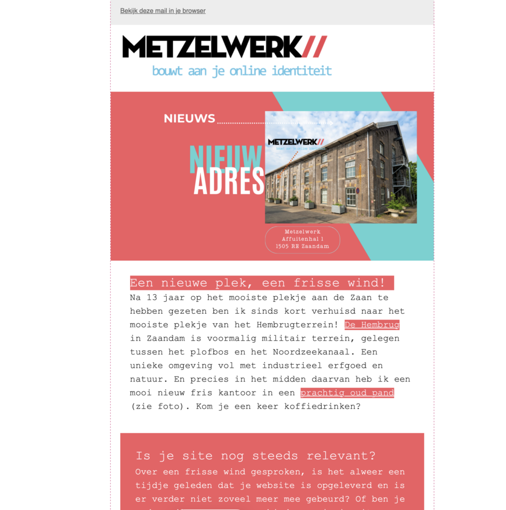 nieuwsbrief metzelwerk